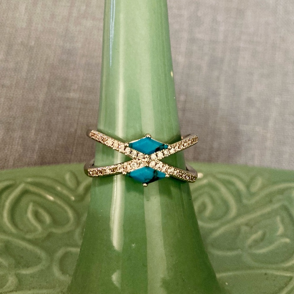 Bomb Party - December 2023 Birthday - Ring - Size 9 - Turquoise/Rhodium